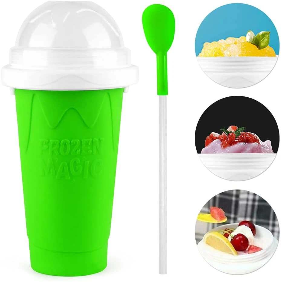 Slushie Maker Tik Tok Magic Quick Frozen Smoothies Cooling Cup Double Layer Squeeze Slushy Maker Homemade Milk Shake Ice Cream Maker Cup