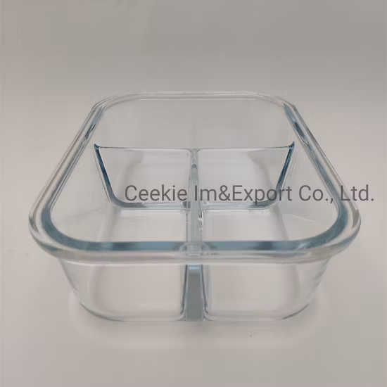 730ml 뚜껑이 있는 원형 주방 도시락 전자레인지 유리 그릇 유리 크리스퍼